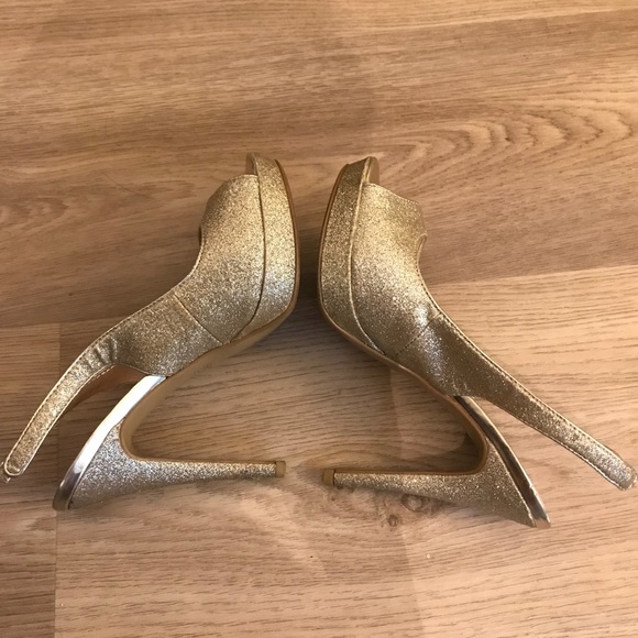 Gold glitter platform sandals slingback - Picture 3 of 7